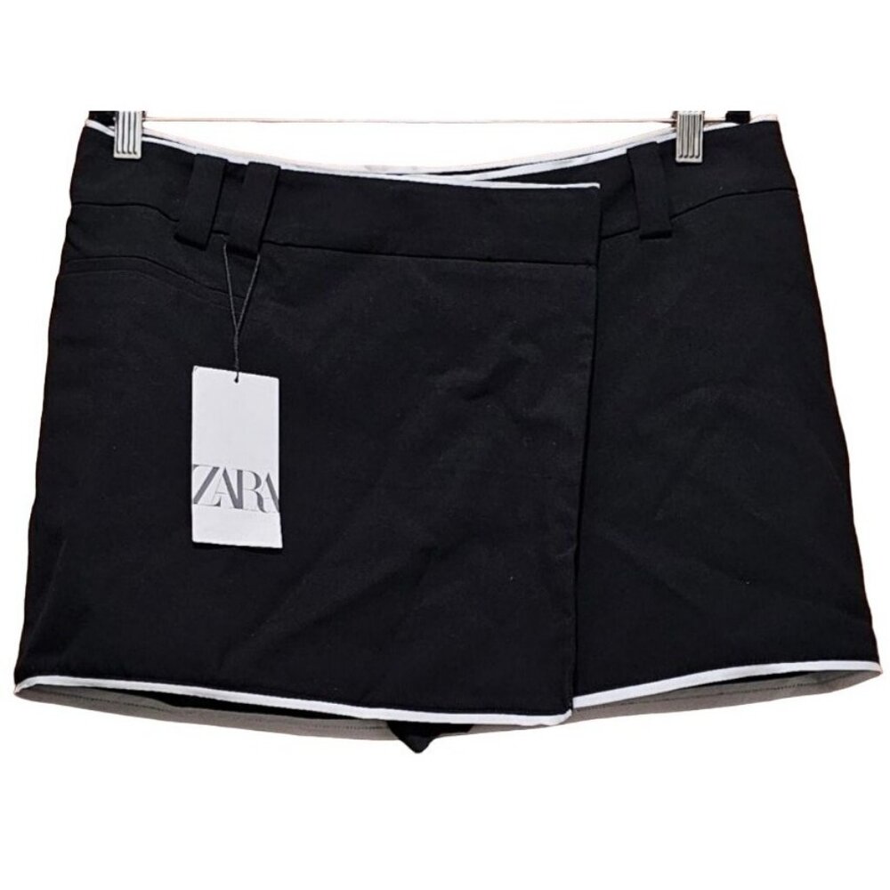 Zara Skort Combination Wrap Front Skort Black and White Trim Size Large (RN 7730